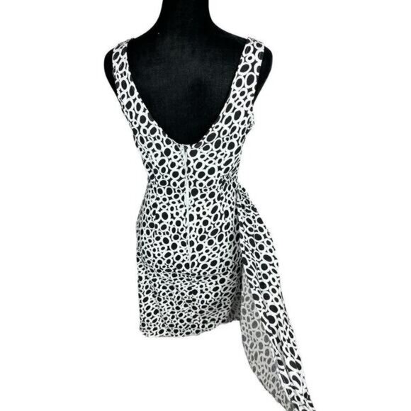 Vintage DBA-LA Sun Dress Overlap Wrap Tie Body Flattering Size S Black & White - Picture 6 of 15